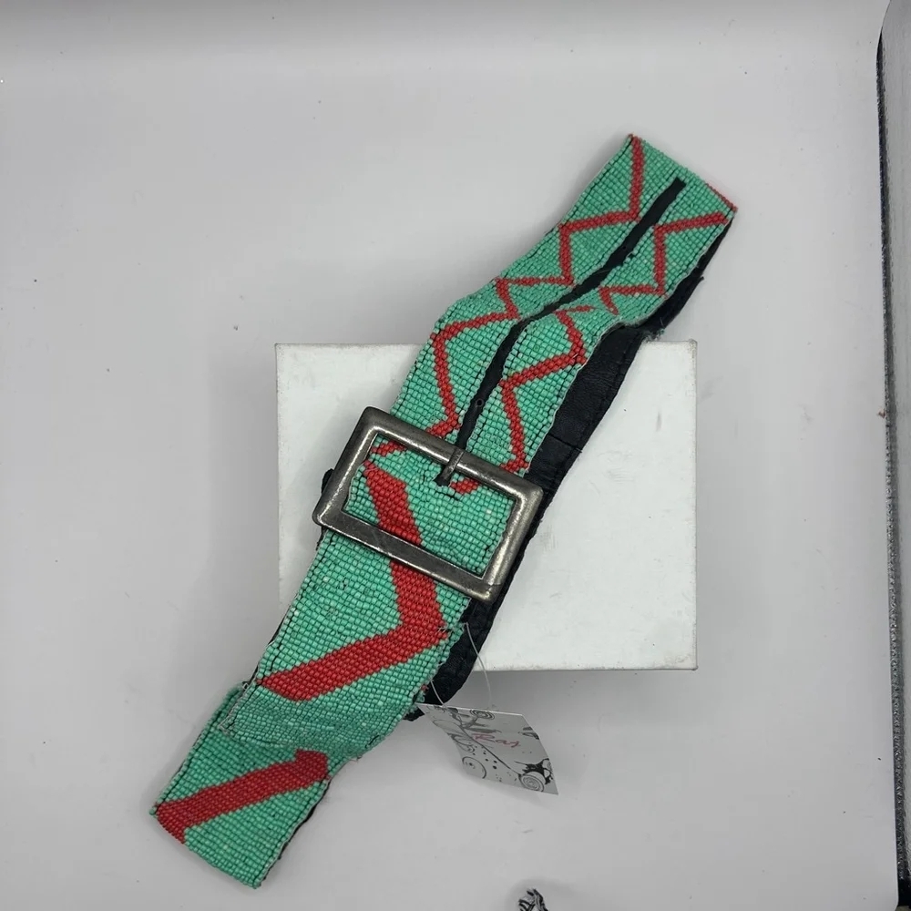 Women's Raj beaded Handmade Belt OS Turquoise Red